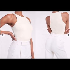 🪩 YOUR 2023 AESTHETIC 🪩 Express silky white racerback bodysuit